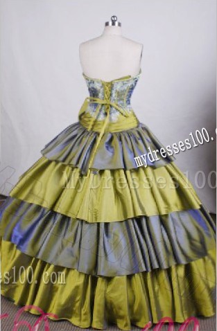 Beautiful Yellow Green Sweetheart Layered Quinceanera Gown